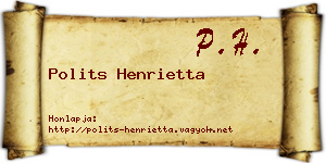 Polits Henrietta névjegykártya